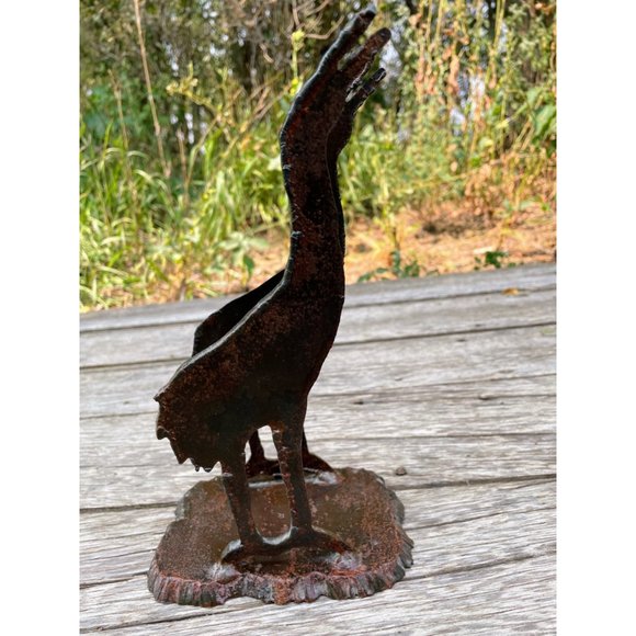 Vintage Folk Art Iron Book End Holder Sand Hill Crane Birds - Picture 12 of 14
